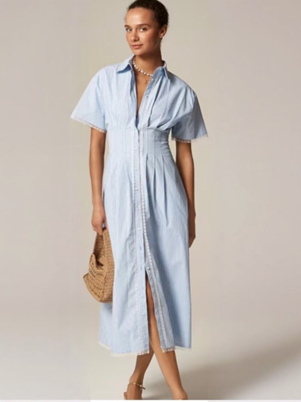 J.Crew Wren Lace-Trim Midi Shirtdress, size 6-Like New!